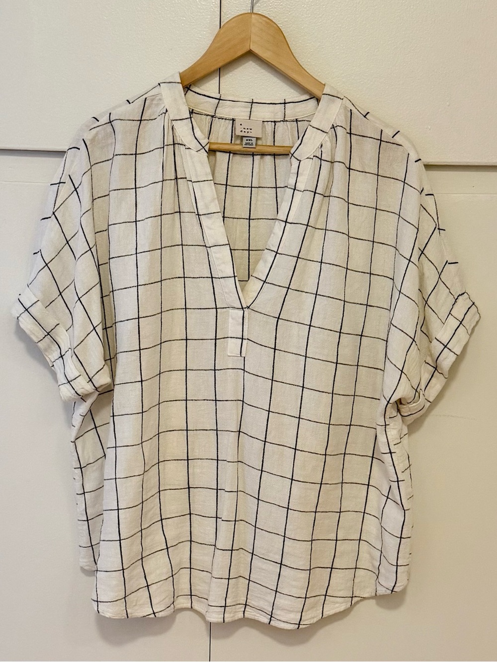 A New Day Windowpane Top XXL
